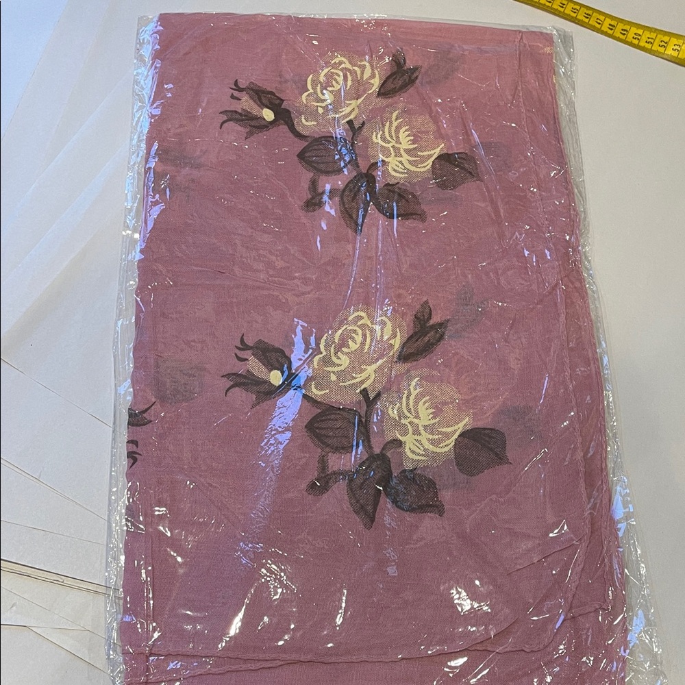 Floral Pink Scarf 100% viscose 26x72 oversized scarf, wrap, feminine sheer wrap
